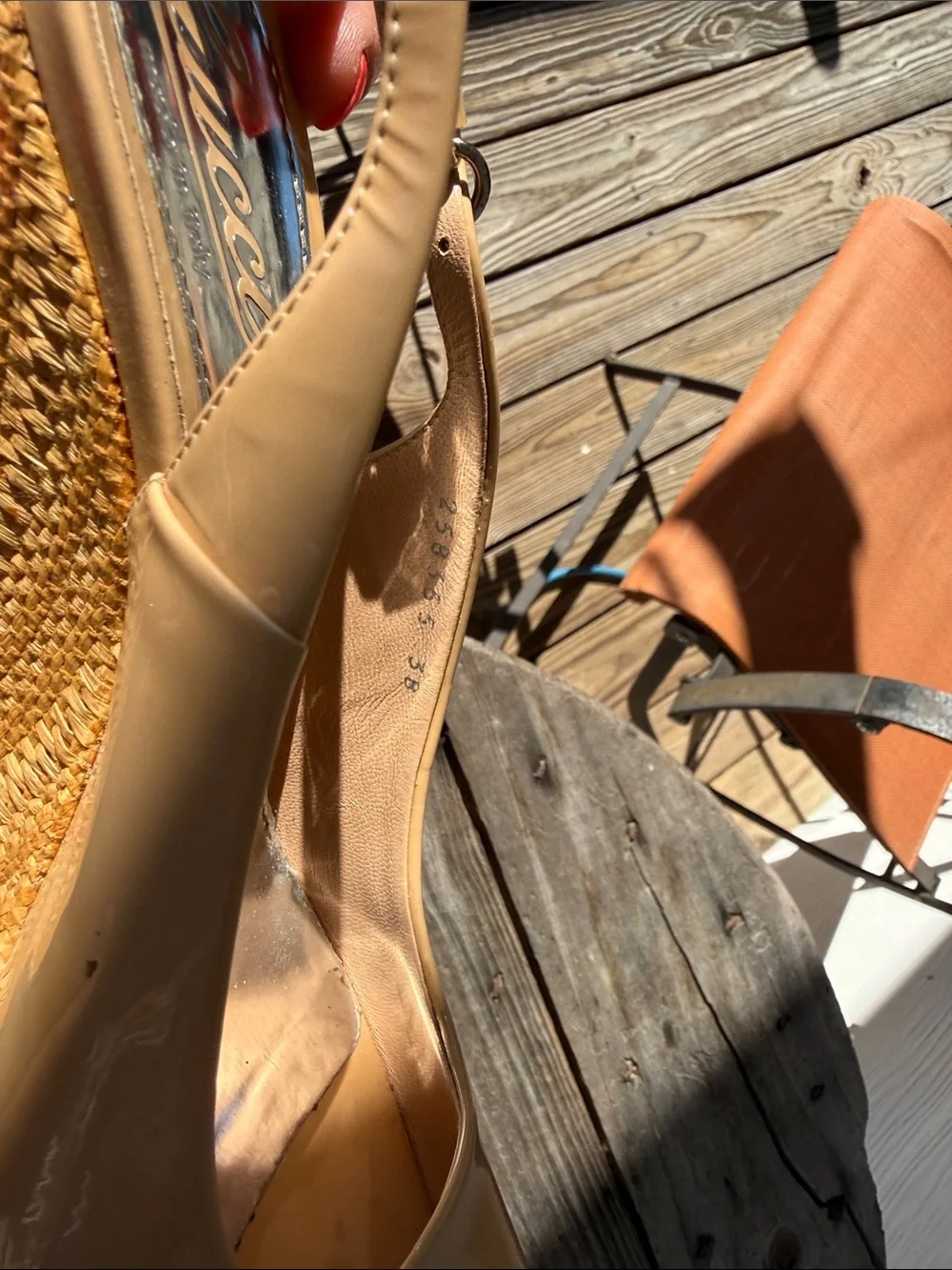 Gucci Beige/Tan Peep-Toe Slingback Wedge Heels